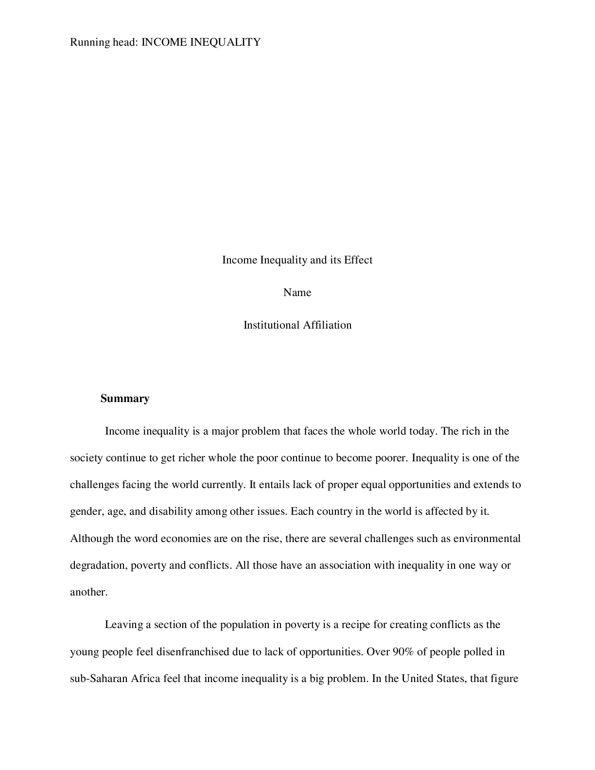 Preview image for Income Inequality and its Effect